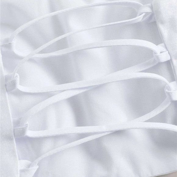 White Boho Womens Flower Decor Lace Up Back Cami Top - Picture 4 of 4